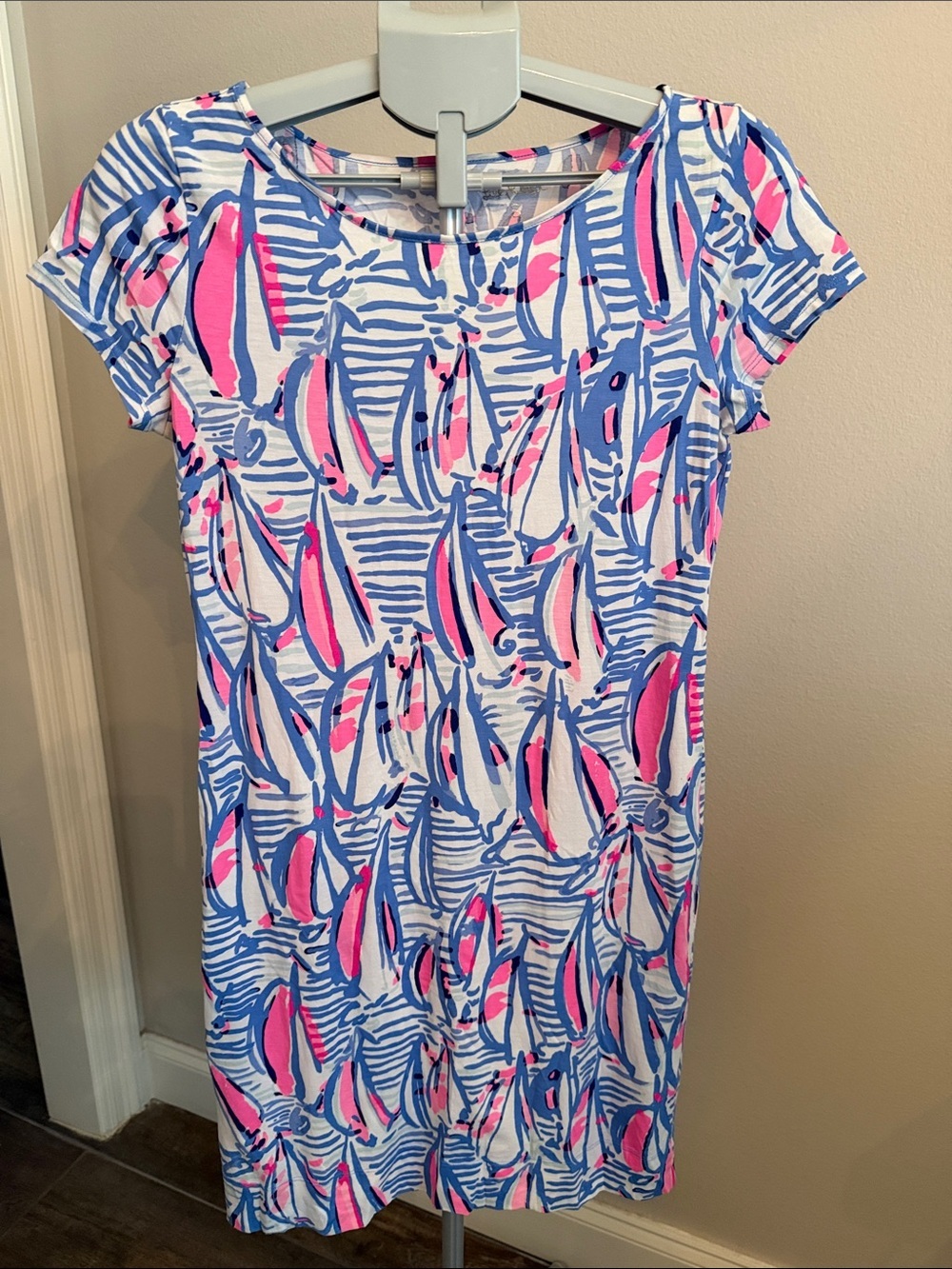 Lilly Pulitzer Marlowe Pink, Blue & White Abstract Print Dress